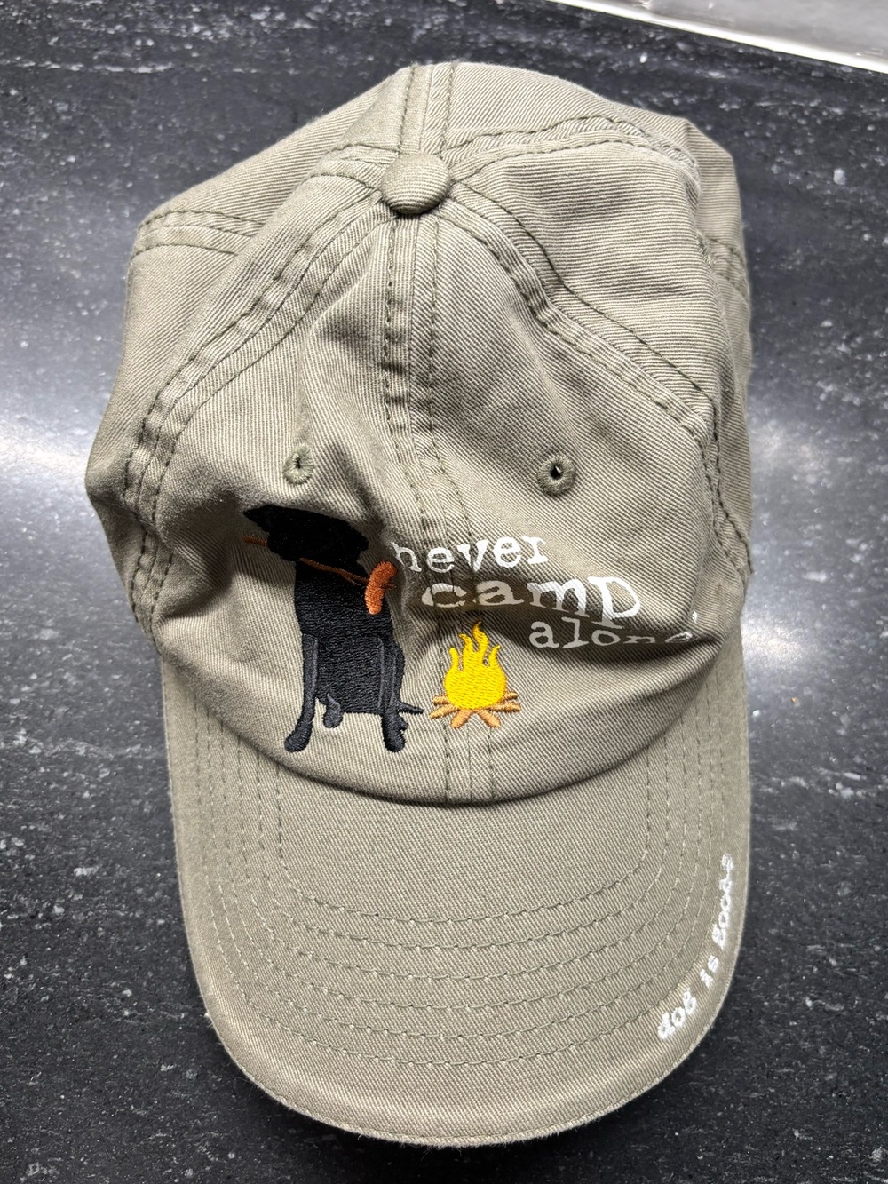 Dog Is Good Never Camp Alone Adjustable Hat Cap -Dad hat/Camping - Picture 6 of 6